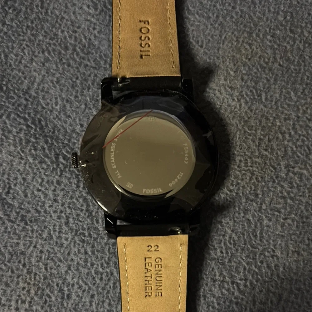 Fossil Black Men’s Leather Strap Watch